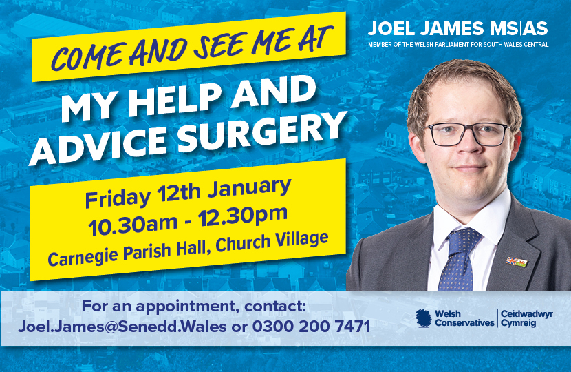 Joel James MS Church Village Help and Advice Surgery Graphic