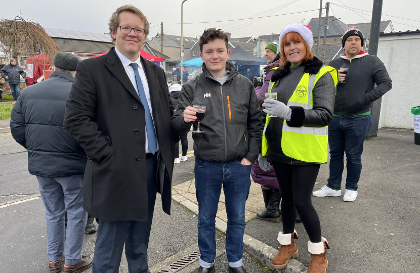 Joel with Town Councillors Jamie Daniel and Sian Assiratti